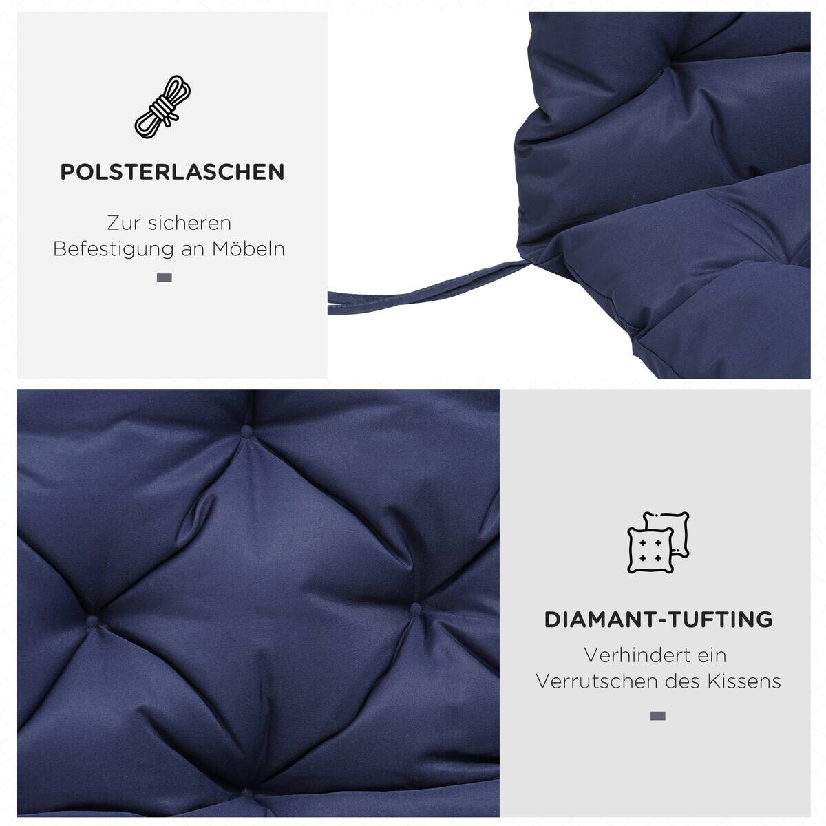 Outsunny Bankauflage blau Polyester B/H/L: ca. 150x8x98 cm