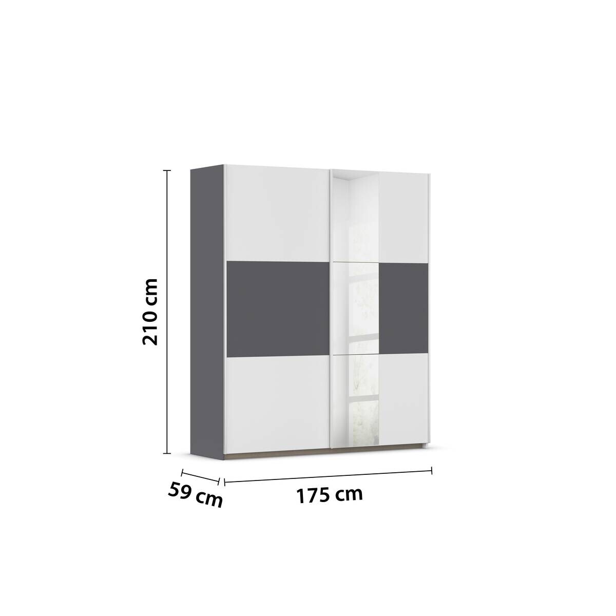 Kleiderschrank Oslo Alpinweiß grau B/H/T: ca. 175x210x59 cm