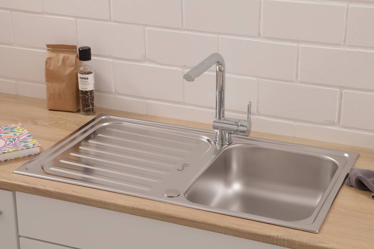 Respekta Einbauspüle Riverside Edelstahl B/H/T: ca. 86x17,5x50 cm