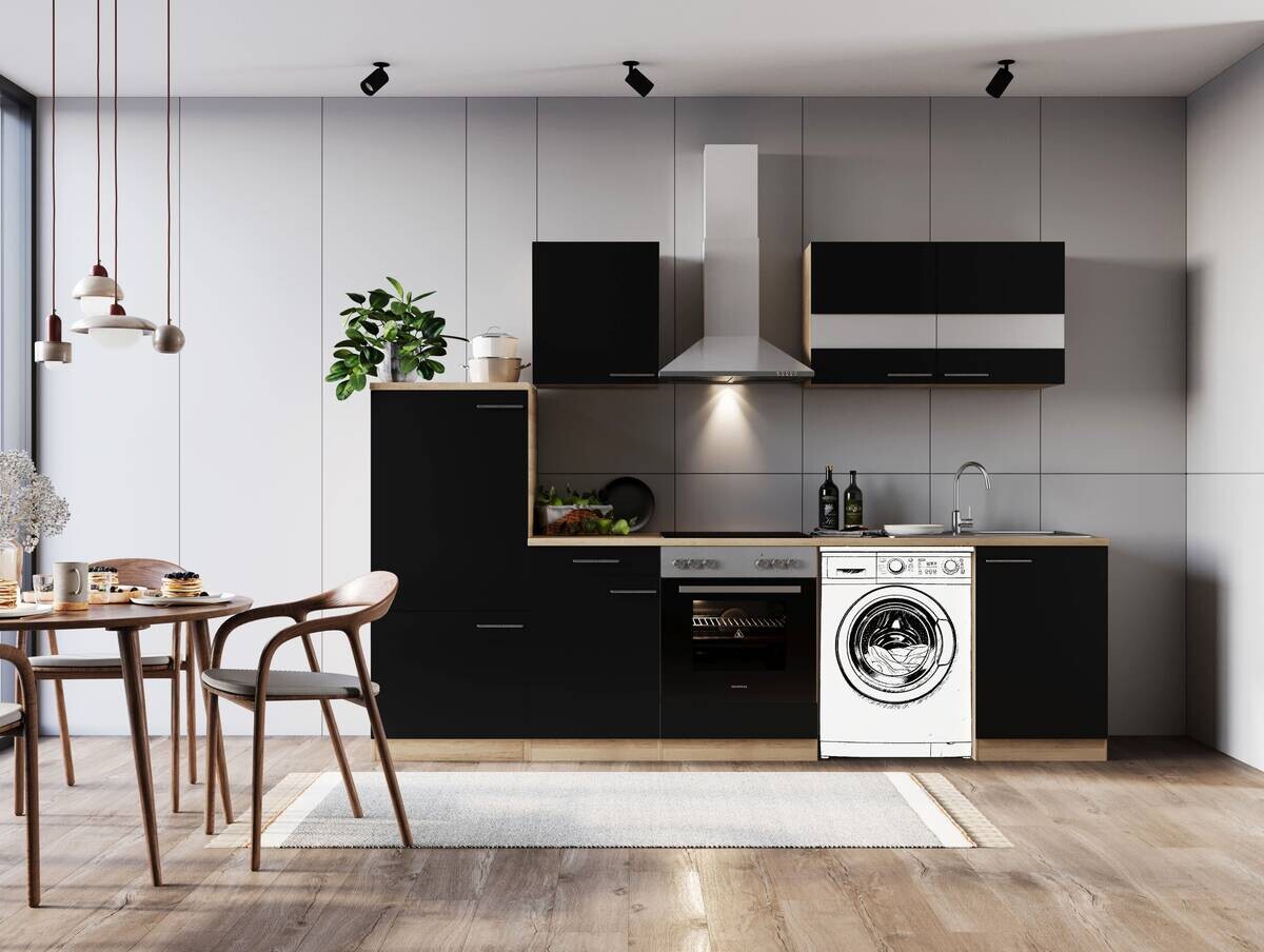 Respekta Küchenblock Merle schwarz B/H/T: ca. 280x200x60 cm