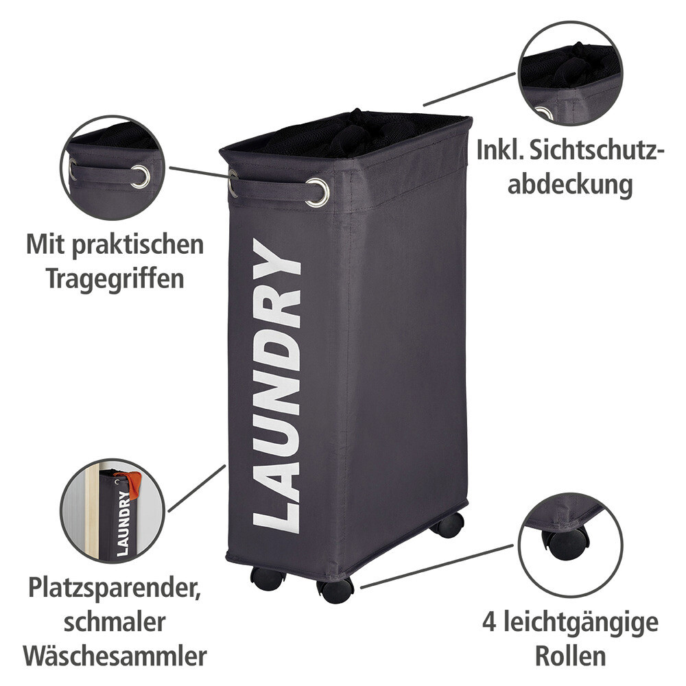 WENKO Wäschekorb grau weiß Kunststoff