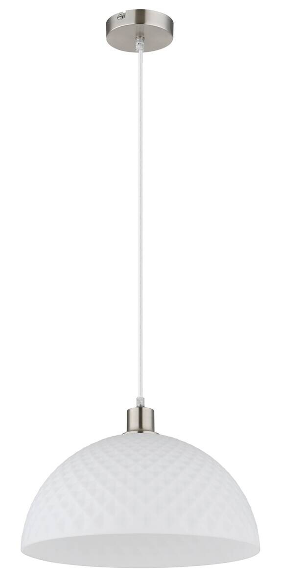 GLOBO Pendelleuchte Opal nickel Glas Metall PVC H/D: ca. 120x35 cm E27 1 Brennstellen