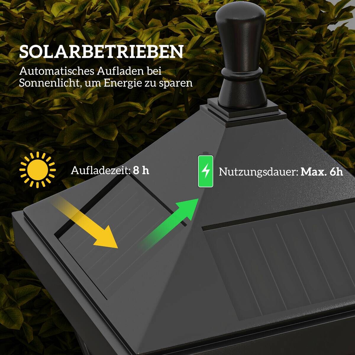 Solar Gartenlaterne schwarz Polycarbonat B/H/L: ca. 15x127x15 cm