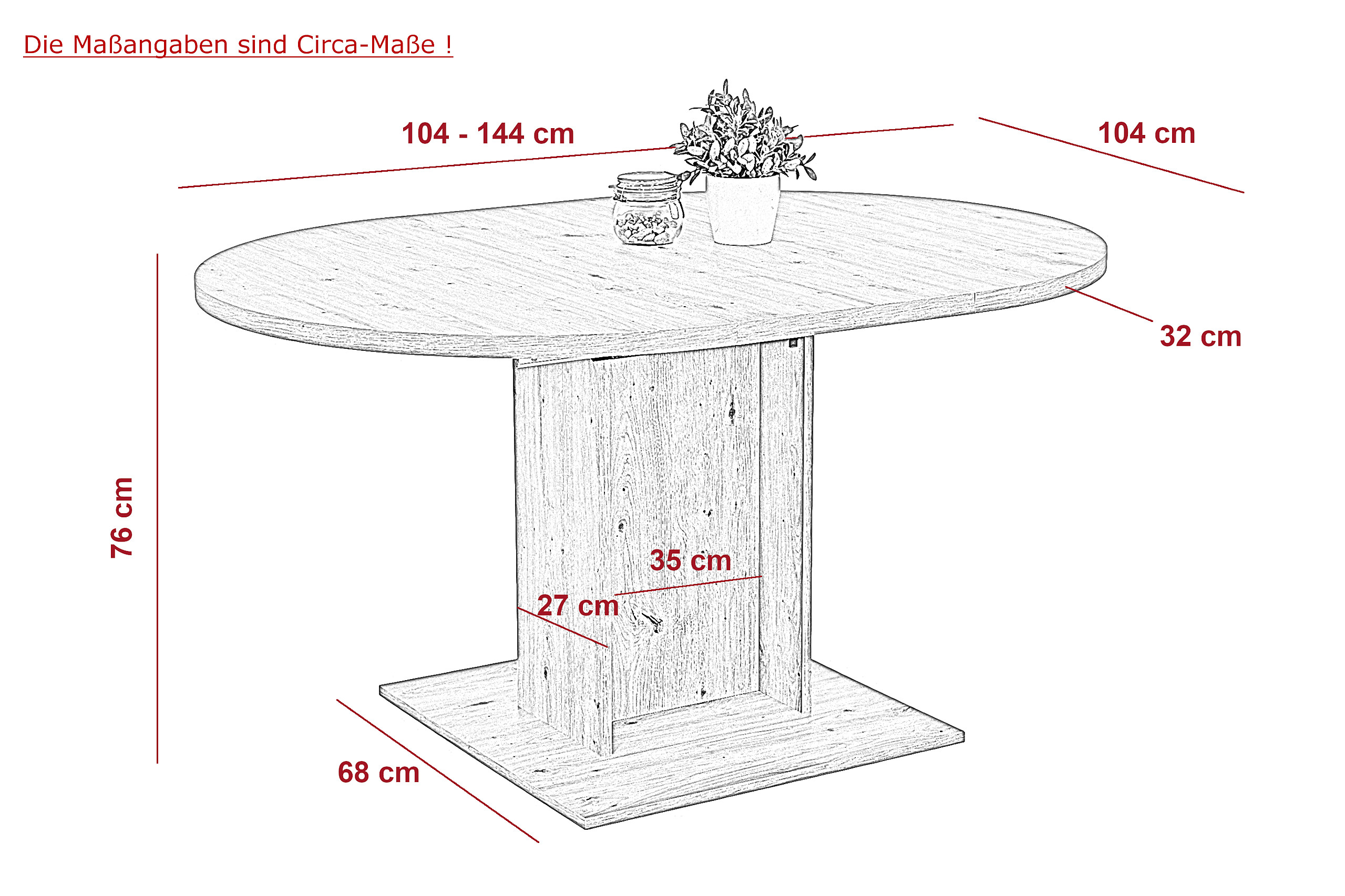 Esstisch Ronda Eiche B/H/T: ca. 144x76x104 cm