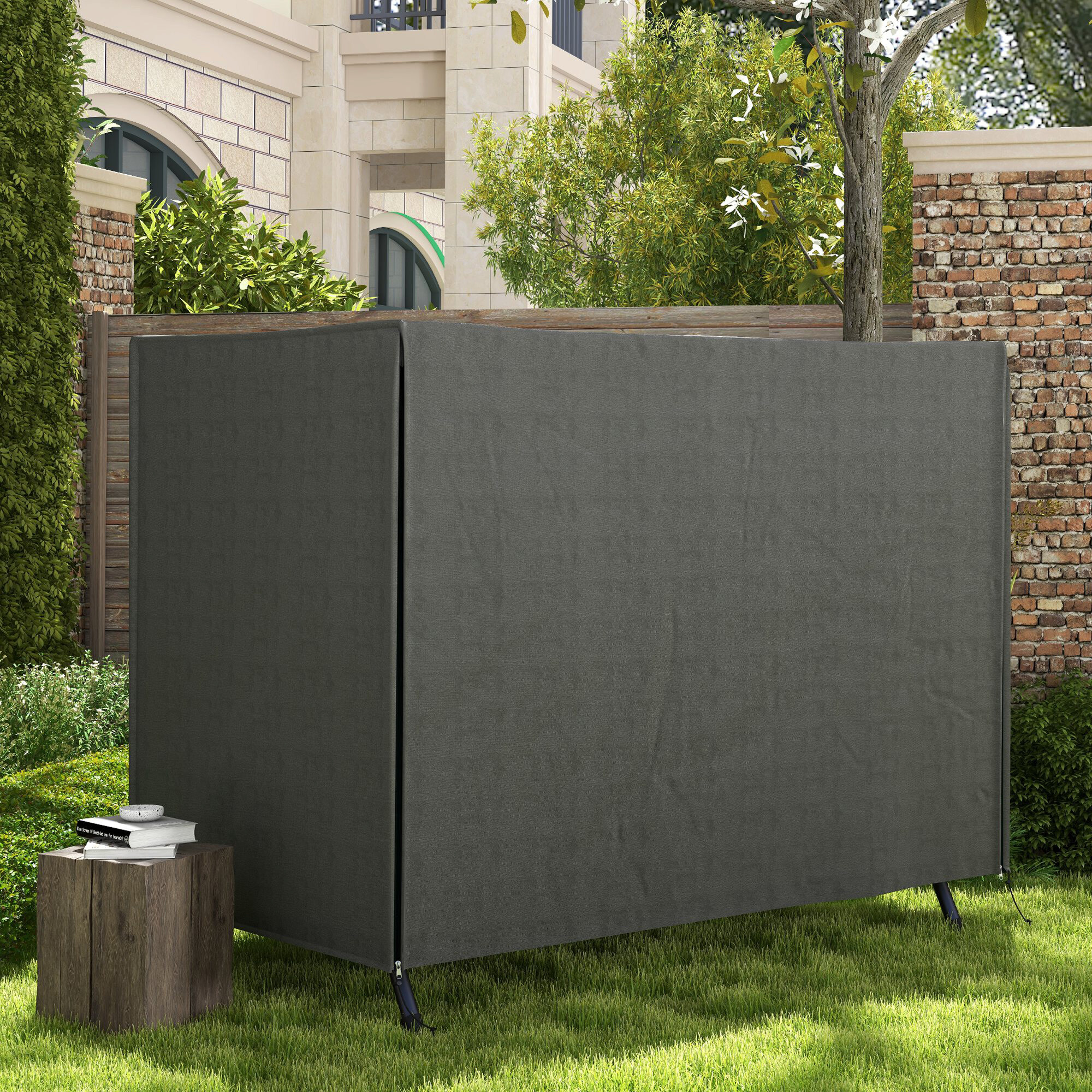 Outsunny Abdeckplane dunkelgrau Polyester B/H/L: ca. 124x164x205 cm