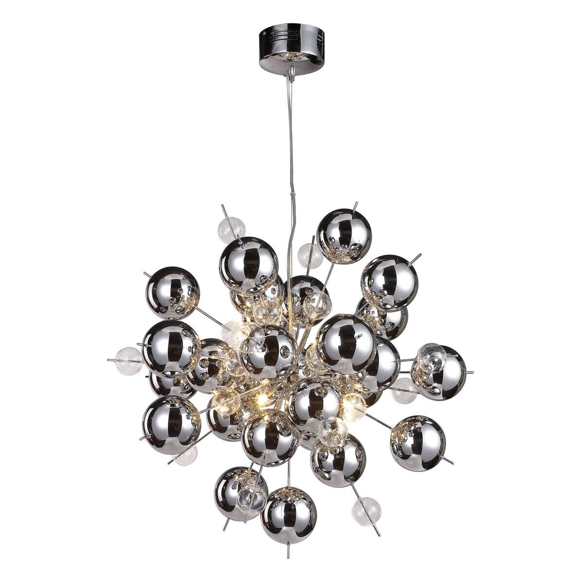 Näve Leuchten Pendelleuchte Chrom Glas Metall B/H/T/D: ca. 65x193x65x65 cm G9 10 Brennstellen