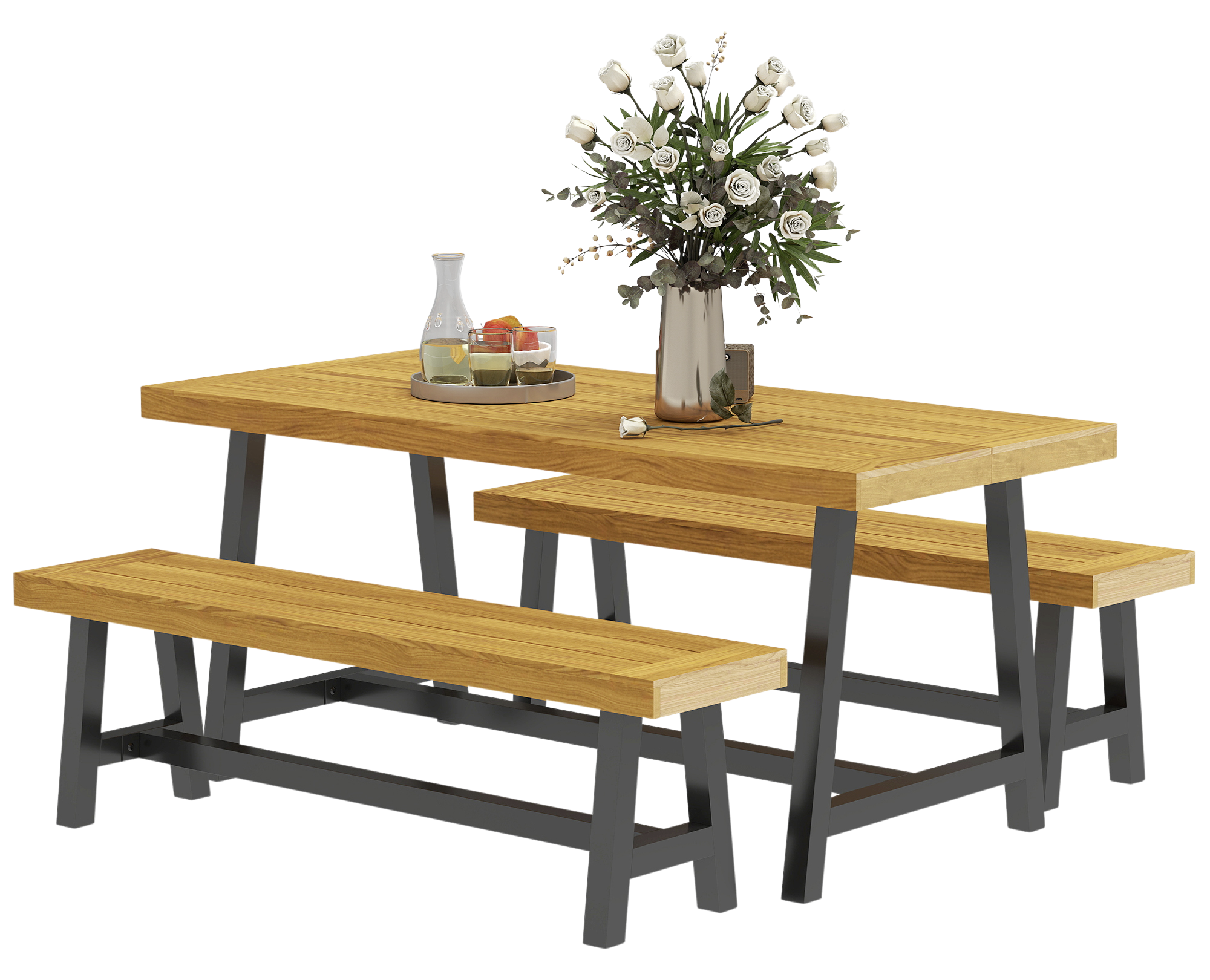 Outsunny Sitzgruppe taupe Stahl B/H/L: ca. 76x74x168 cm