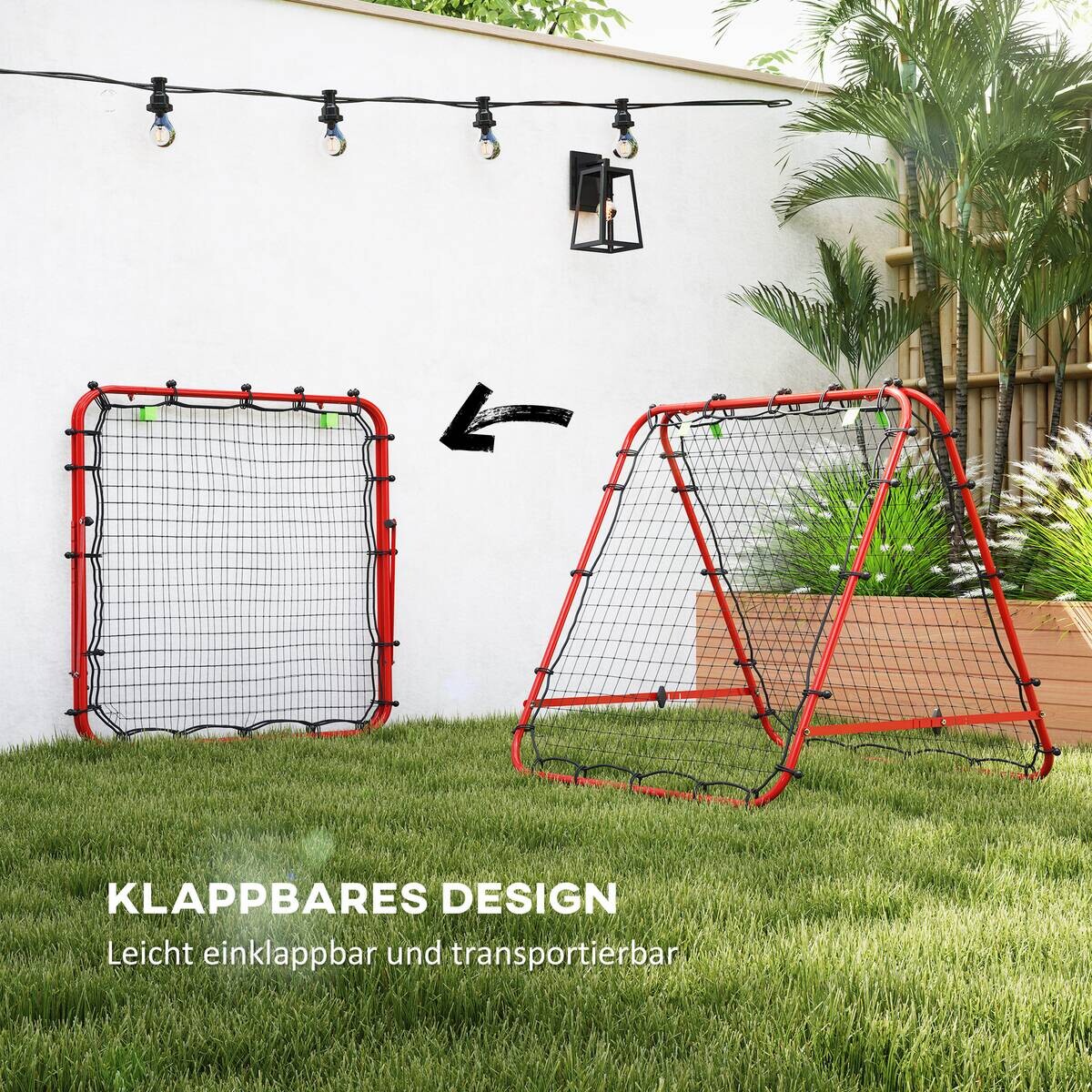 HOMCOM Fußball Rebounder rot Stahl B/H/L: ca. 95x90x100 cm