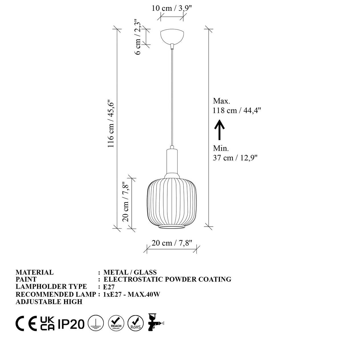 Opviq Pendelleuchte gold Metall Glas B/H/T/L/D: ca. 20x118x20x20x20 cm E27 1 Brennstellen