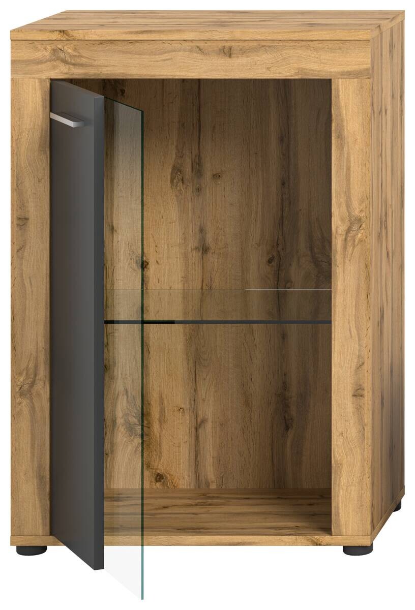 Vitrine Jam Eiche Wotan Nachbildung grau B/H/T: ca. 60x86x35 cm