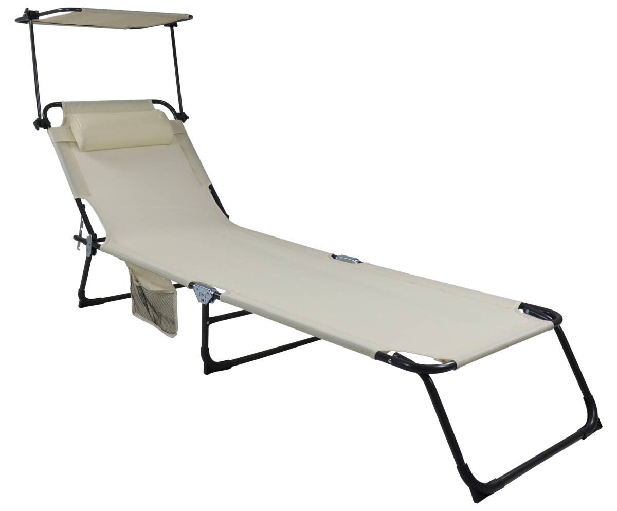 VCM Sonnenliege Bindox creme Textilene B/H/L: ca. 55x24x185 cm