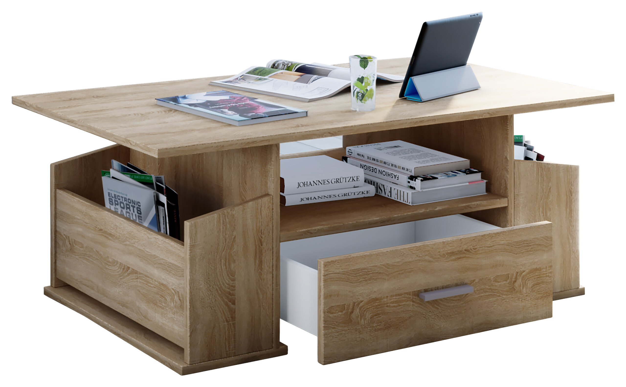 VCM Möbel Couchtisch Junata Eiche Sonoma Holzwerkstoff B/H/T: ca. 110x44x52 cm