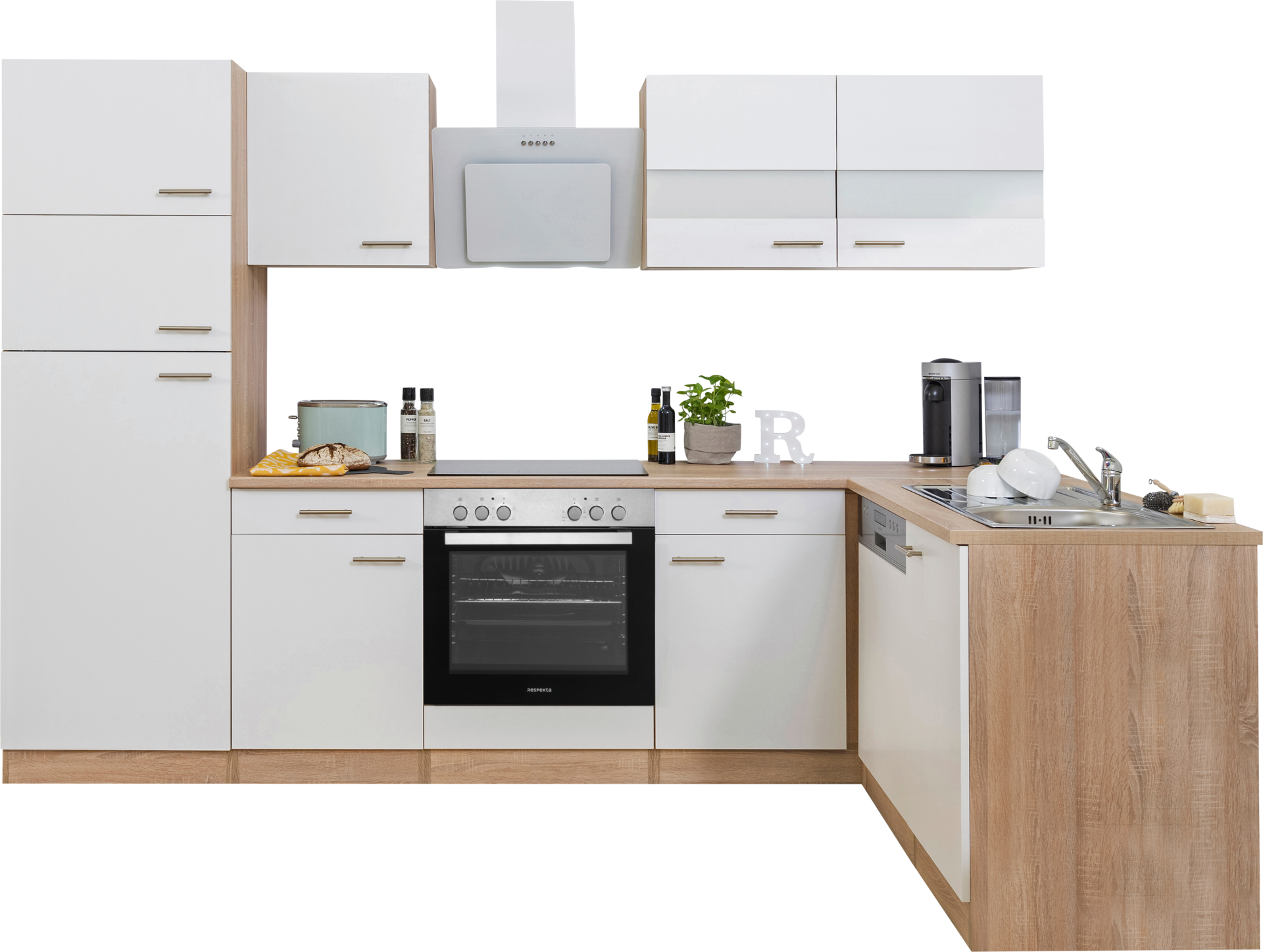 Respekta Winkelküche Economy weiß matt B/H/T: ca. 280x200x172 cm