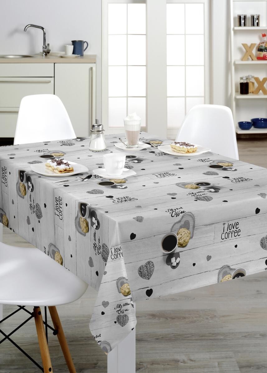 Abwaschbarer Tischbelag Kaffee grau B: ca. 140 cm