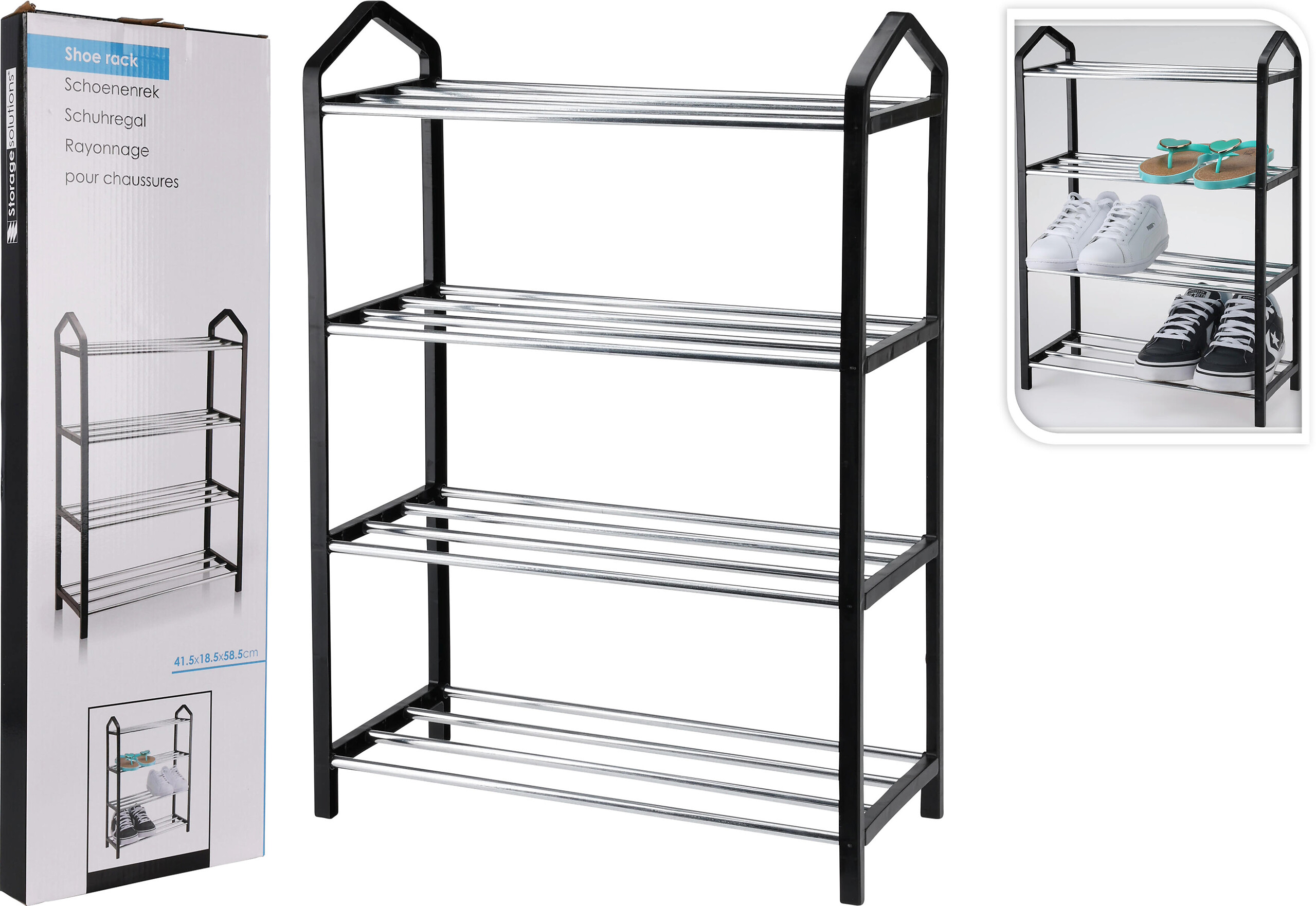Schuhregal schwarz Eisen B/H/L: ca. 19,5x3,5x59,5 cm