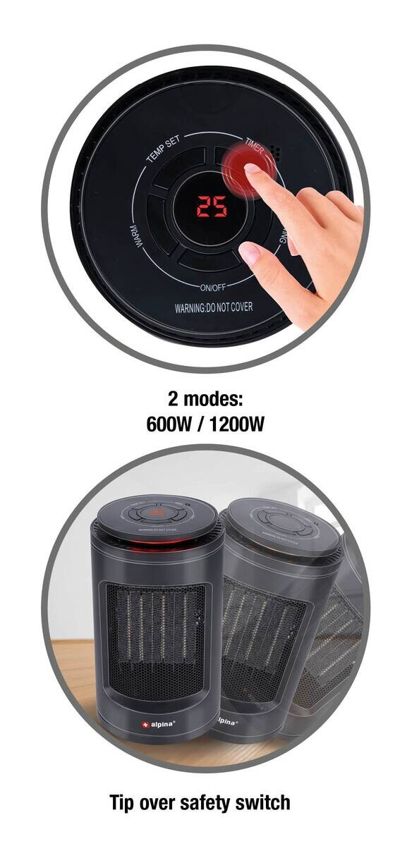 alpina Heizlüfter HP-12AR H/D: ca. 23x13 cm ca. 1200 W