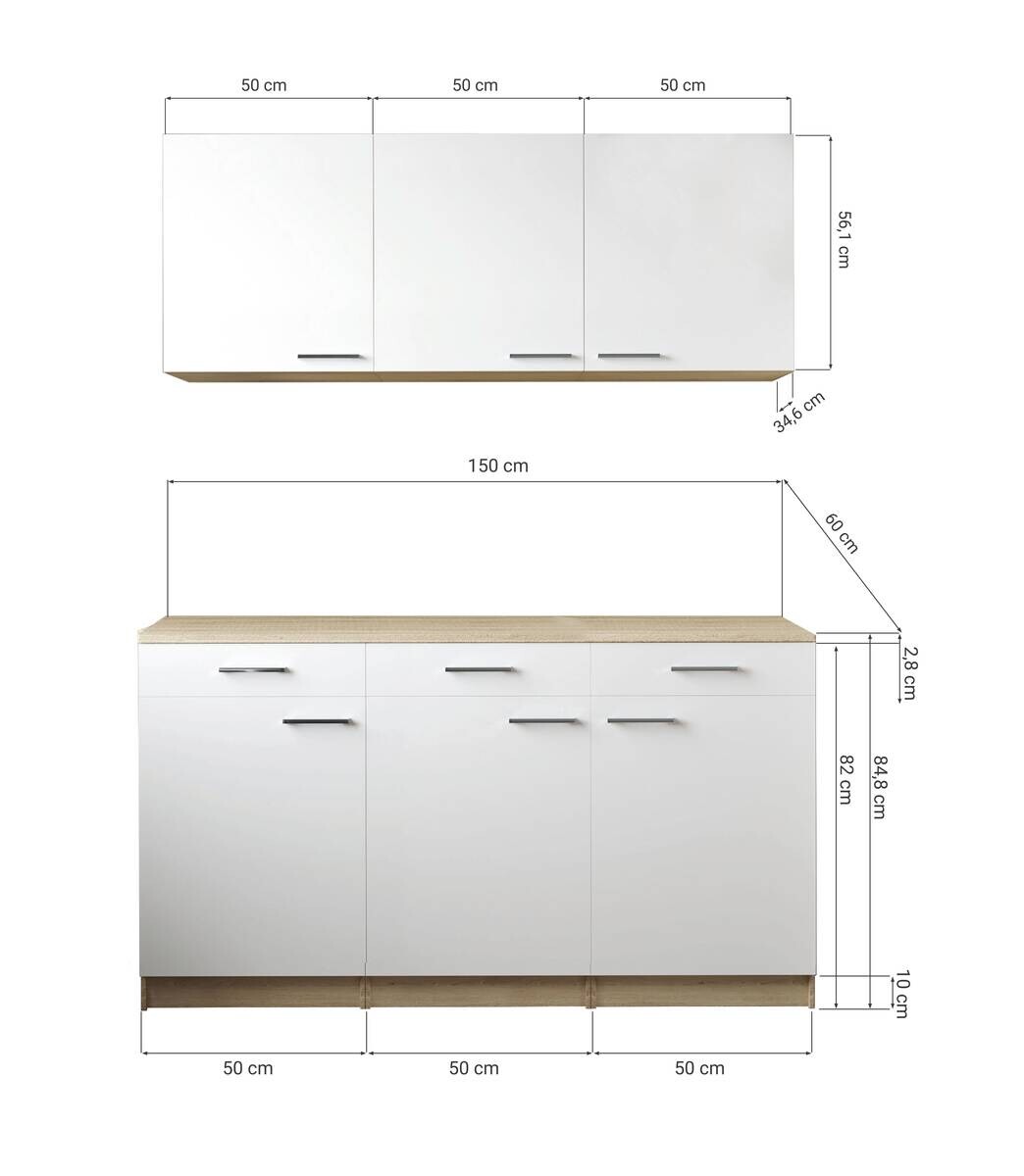 Anbauküchen-Set Merle schwarz B/H/T: ca. 150x200x60 cm