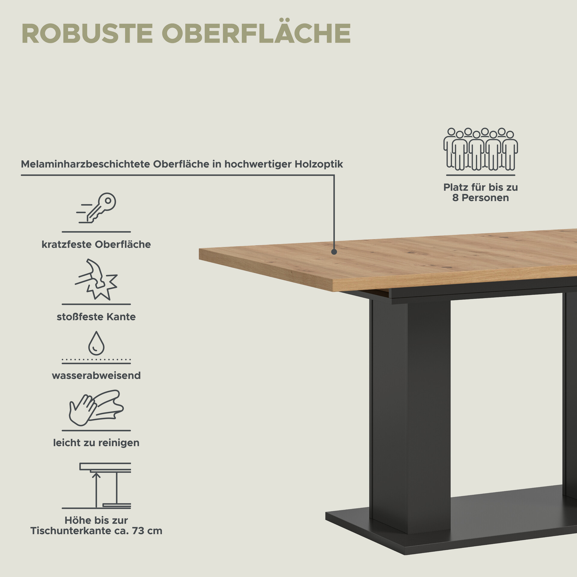 Esstisch MOTION grau Artisan Nachbildung B/H/T: ca. 150x76x90 cm