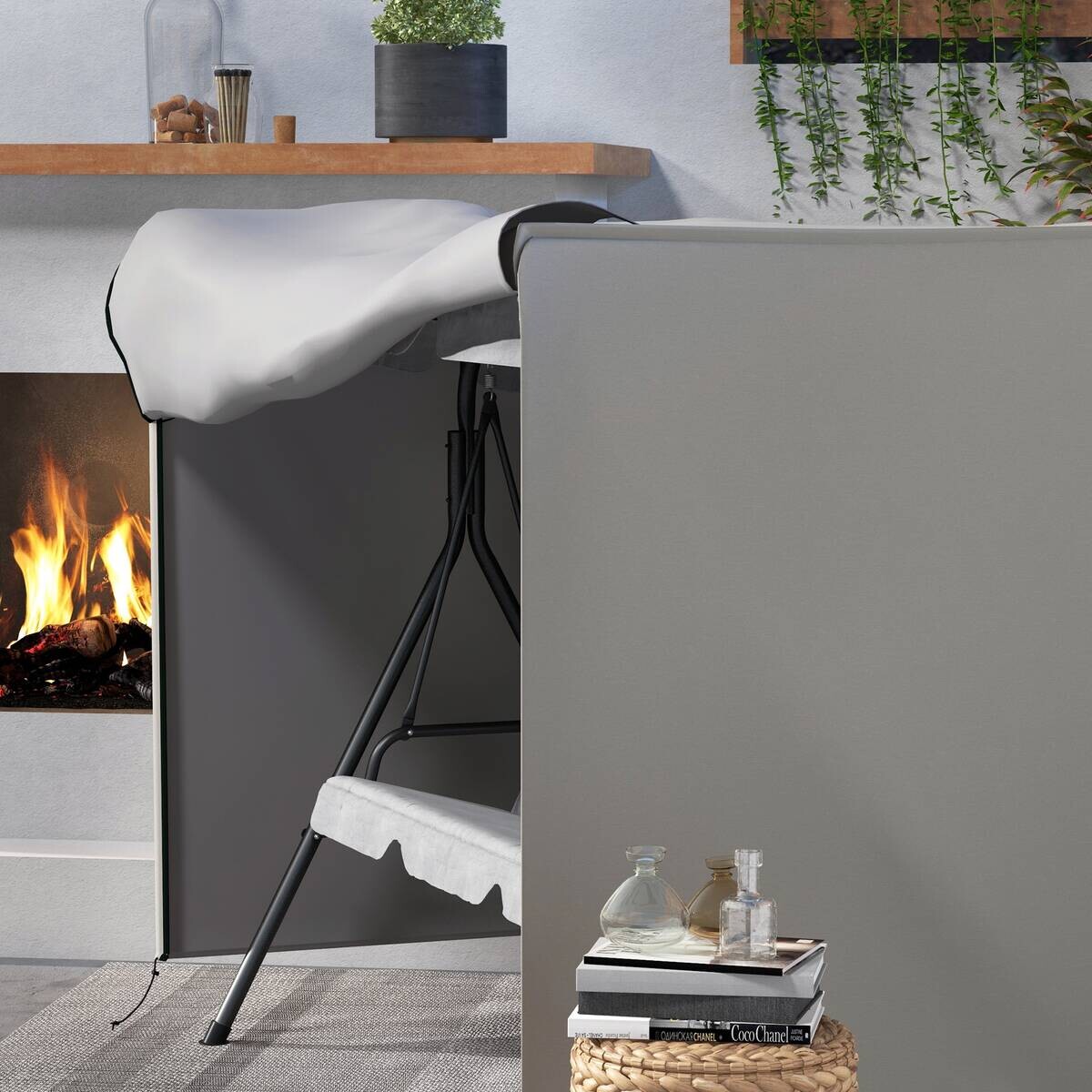 Outsunny Abdeckplane grau Polyester B/H/L: ca. 124x205x164 cm