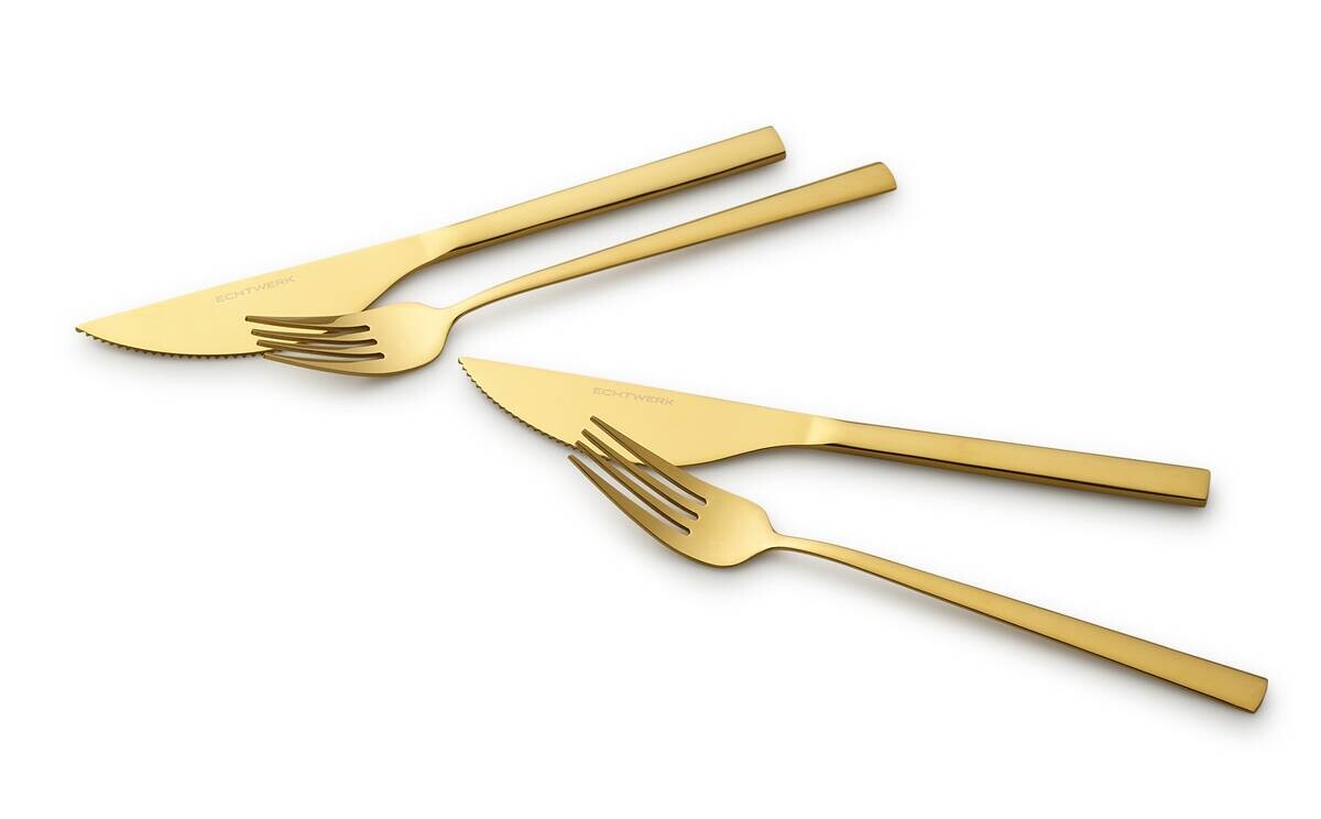 ECHTWERK Besteckset gold Edelstahl 4 tlg.