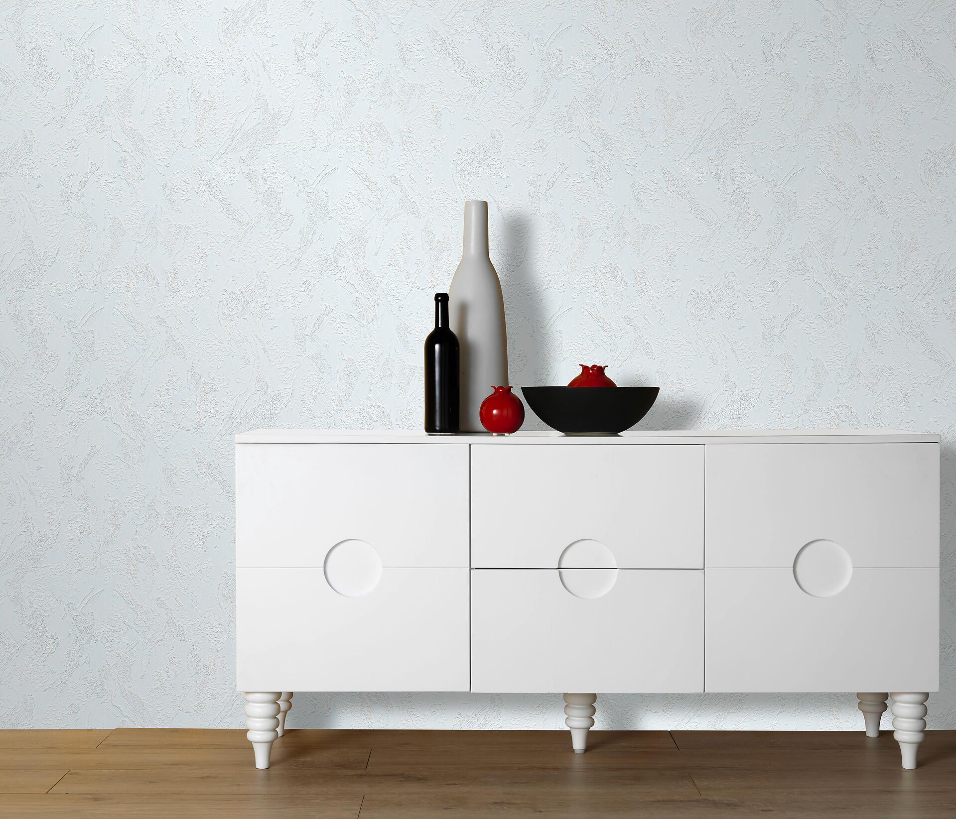 Vliestapete Glitzeroptik weiß B/L: ca. 53x1005 cm