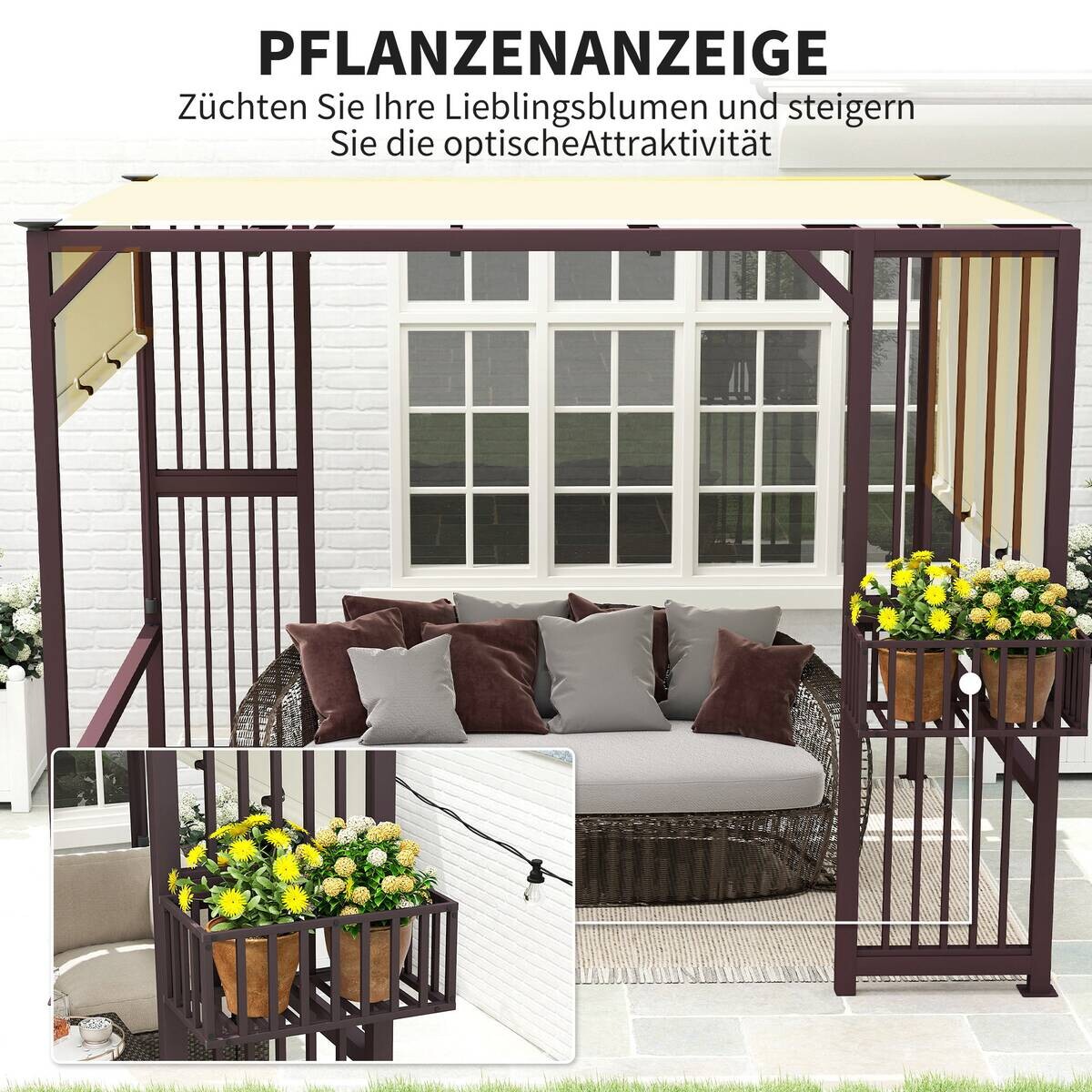 Outsunny Pavillon kaffee Polyester B/H/L: ca. 252x230x295 cm