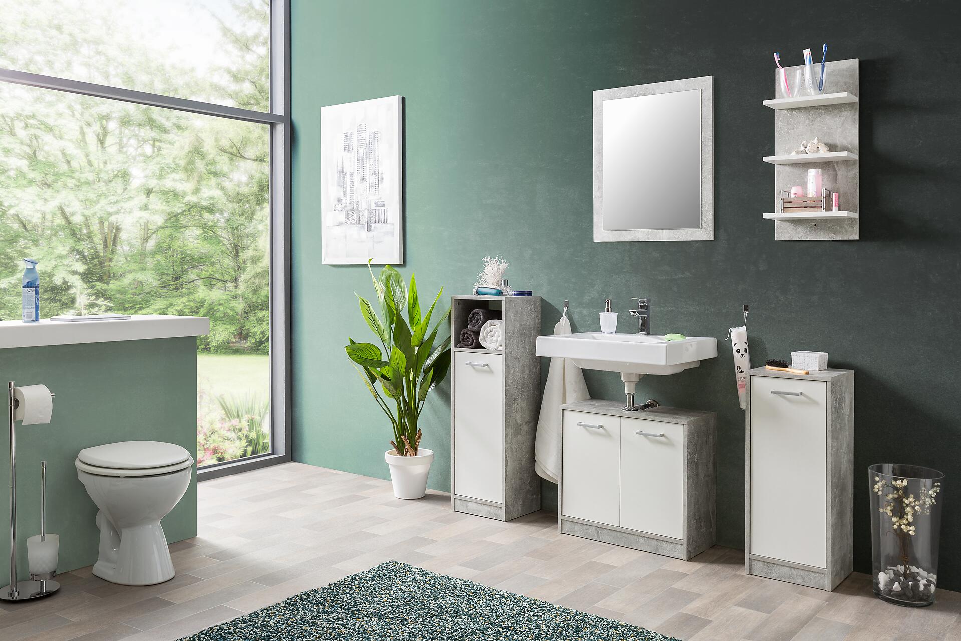 Bad-Set Madeira Beton Optik weiß B/H/T: ca. 123x76,5x28 cm