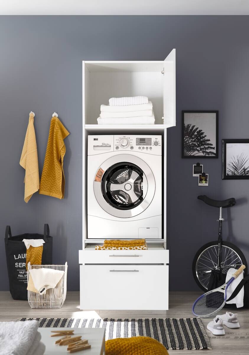 Respekta Waschmaschinenschrank Clara weiß matt B/H/T: ca. 67,4x200x67,6 cm