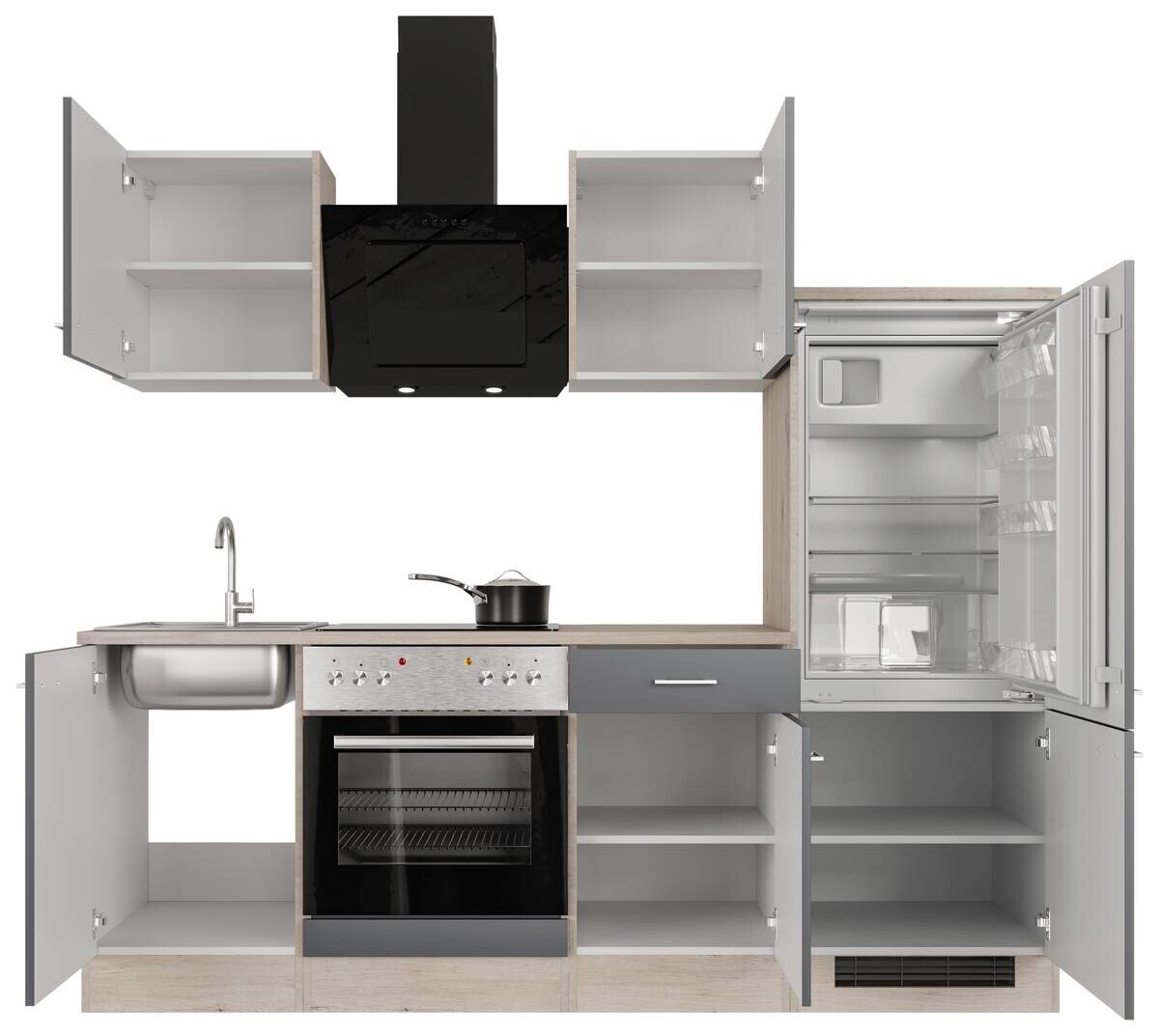 Flex-Well Küchenblock Morena Basalt matt B/H/T: ca. 220x200x60 cm