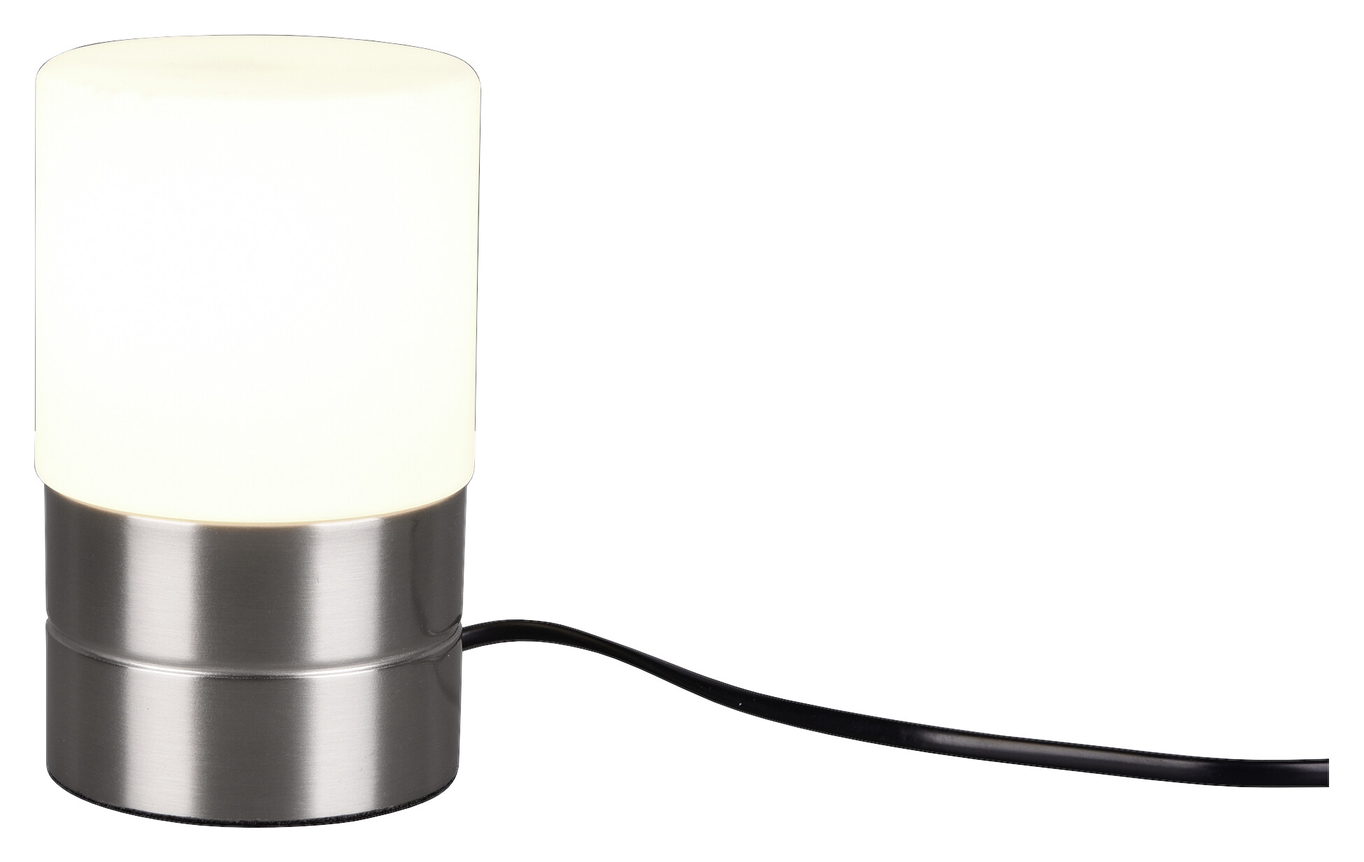 Reality Touch-Tischleuchte Panama nickel matt weiß Metall Glas H/D: ca. 15x9 cm E14 1 Brennstellen