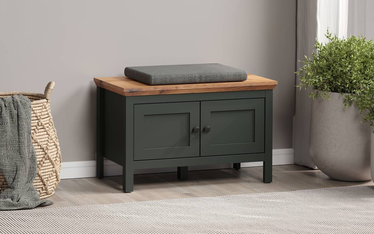 Sitzbank Stanton tannengrün Eiche Evoke Coast Nachbildung B/H/T: ca. 77x48x39 cm