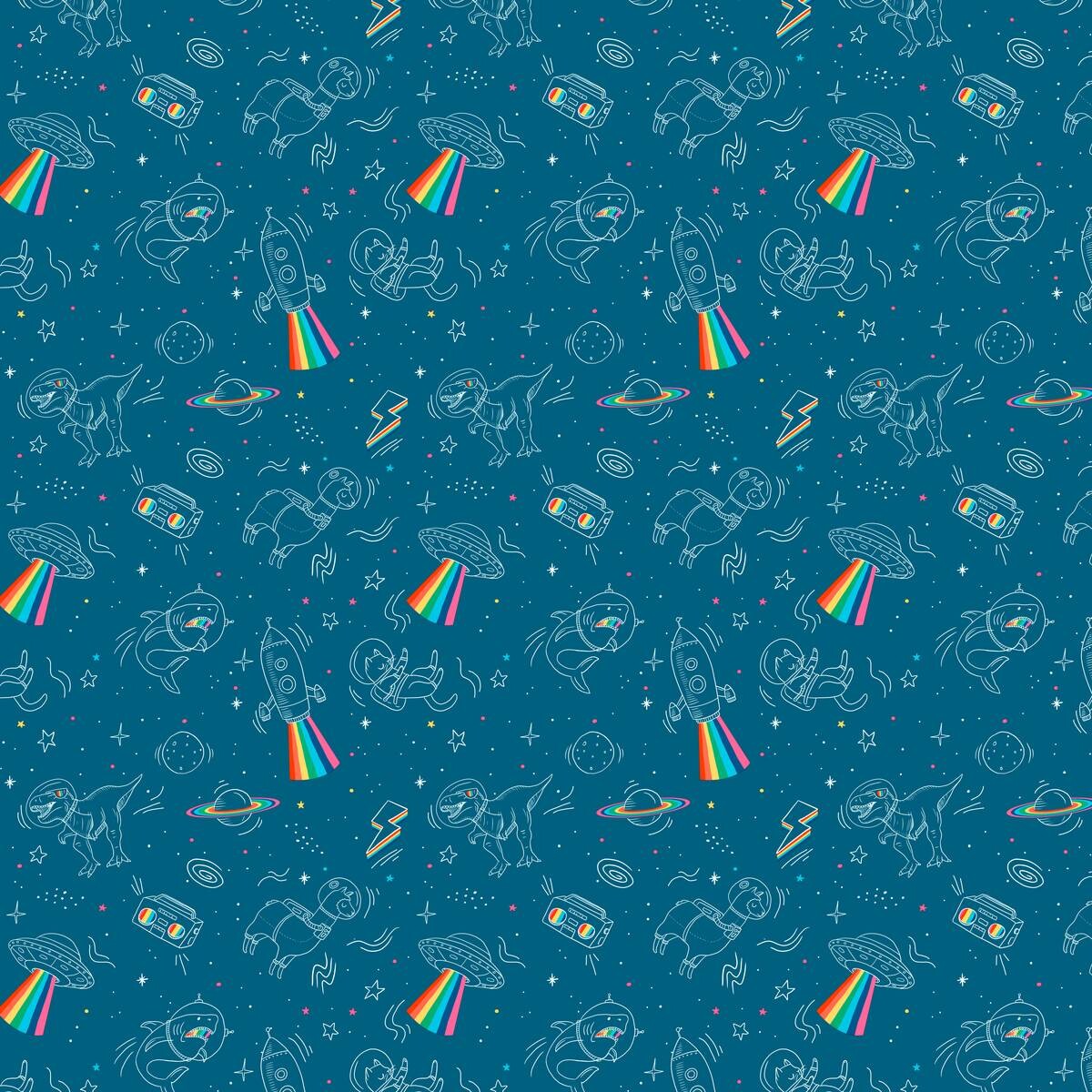 UGEPA Vliestapete Weltall blau B/L: ca. 53x1005 cm