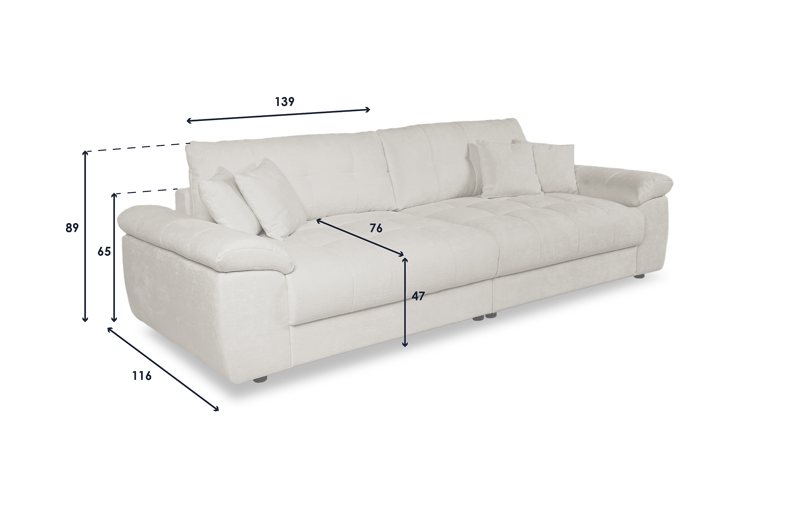 Big Sofa Tema graubraun Microfaser B/H/T: ca. 144x70x183 cm