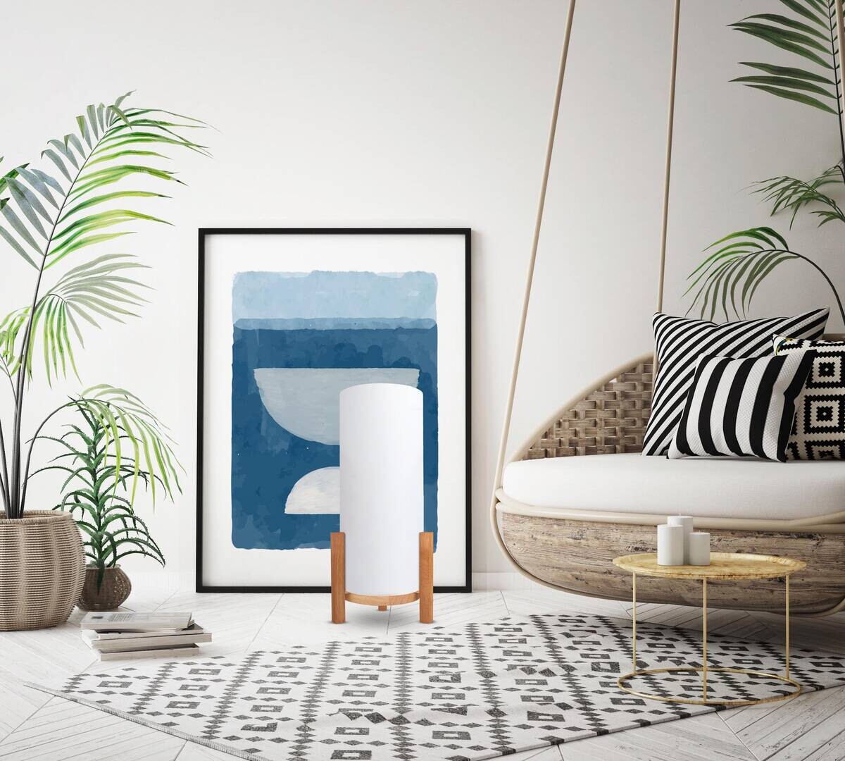 Näve Leuchten LED-Leuchten 5311423 weiß Textil Holz B/H/T: ca. 22x48x22 cm null 1 Brennstellen