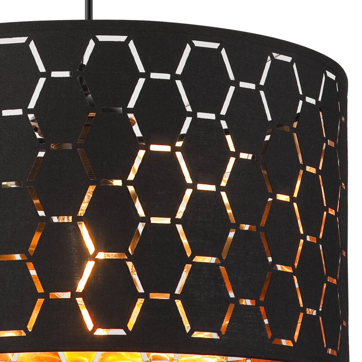 Lamkur Pendelleuchte schwarz Holz B/H/L: ca. 37x23x37 cm E27 1 Brennstellen