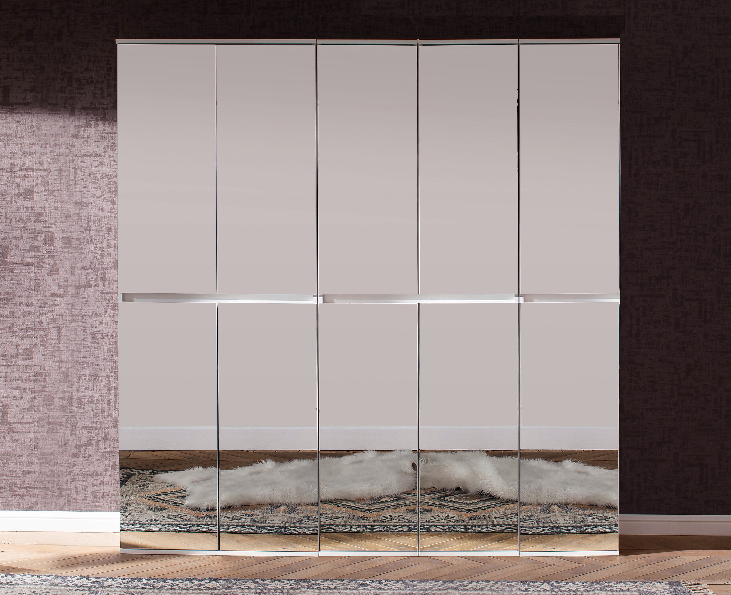 Garderobenschrank Mirror weiß B/H/T: ca. 185x191x34 cm