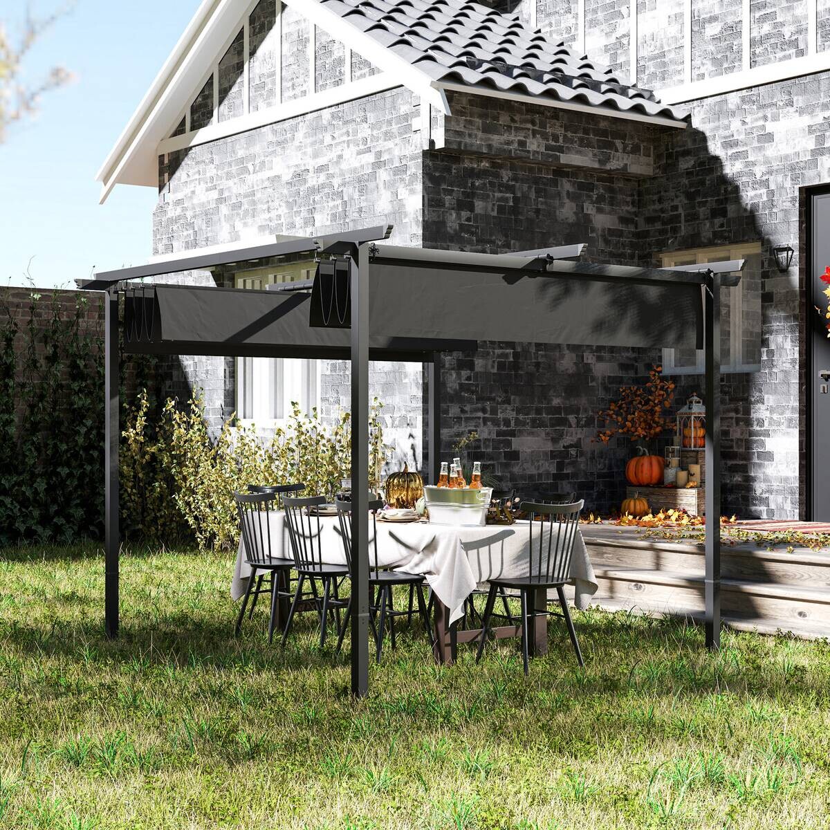 Outsunny Pergola dunkelgrau Metall B/H/L: ca. 300x227x300 cm