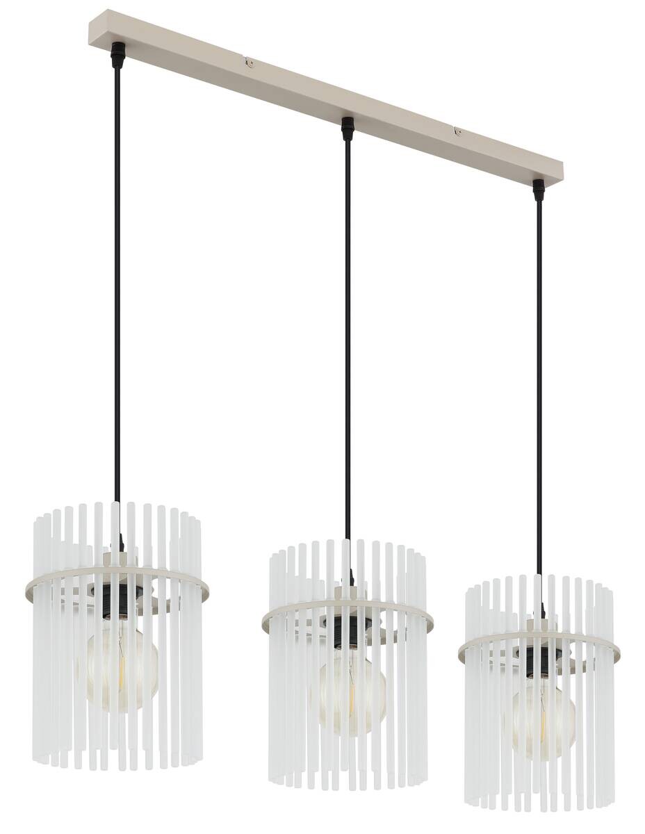 GLOBO Pendelleuchte sand Metall Glas B/H/T: ca. 80x140x20 cm E27 3 Brennstellen