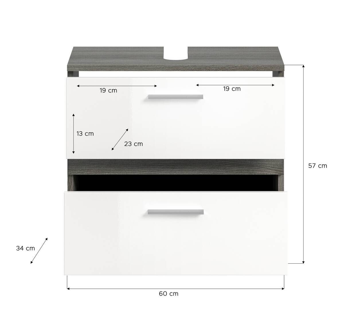 Badezimmer-Set BLAKE Rauchsilber Nachbildung weiß Hochglanz B/H/T: ca. 110x191x34 cm