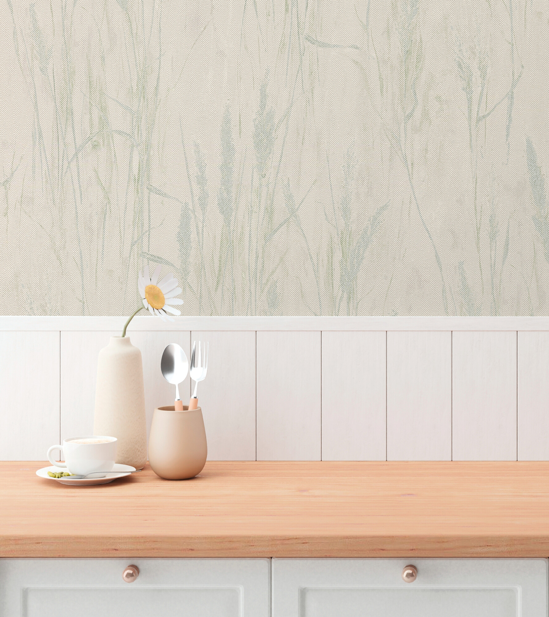 A.S.Creation Vliestapete blau creme grün B/H/D: ca. 53x1005x8,5 cm