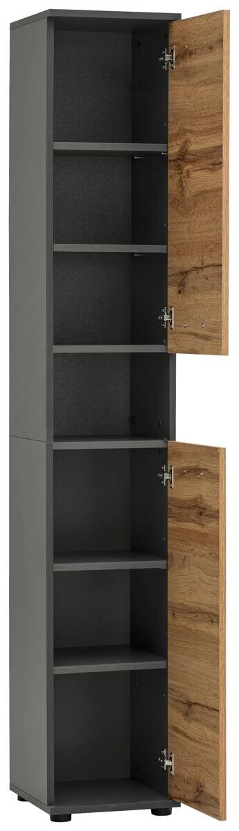 Badhochschrank Lanos Eiche Nachbildung anthrazit B/H/T: ca. 30x178,4x32,6 cm