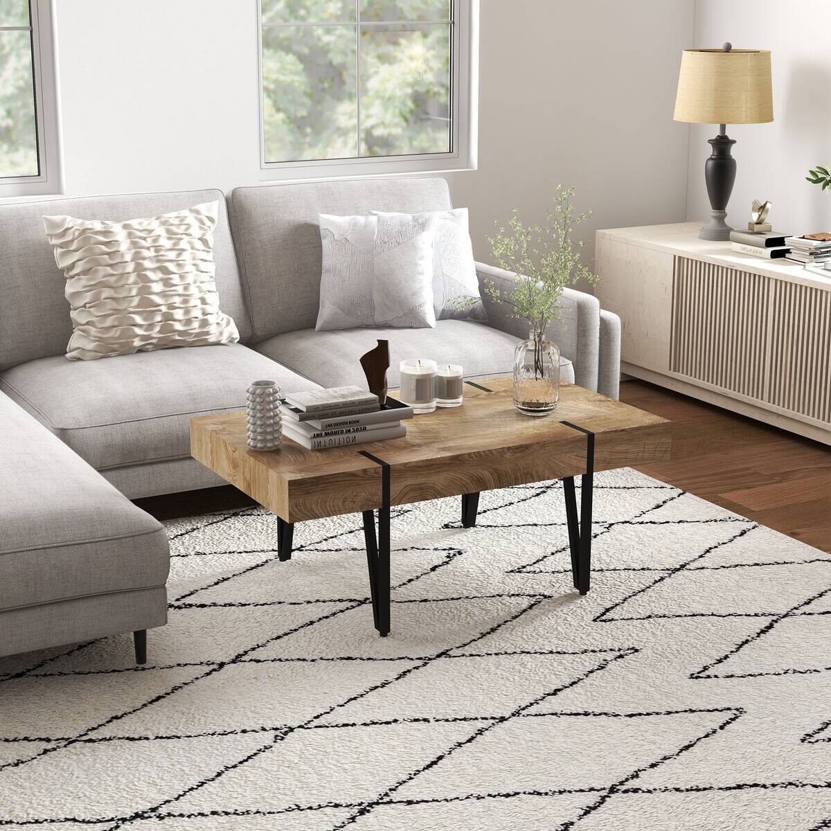 HOMCOM Couchtisch natur MDF B/H/T: ca. 105x42x60 cm