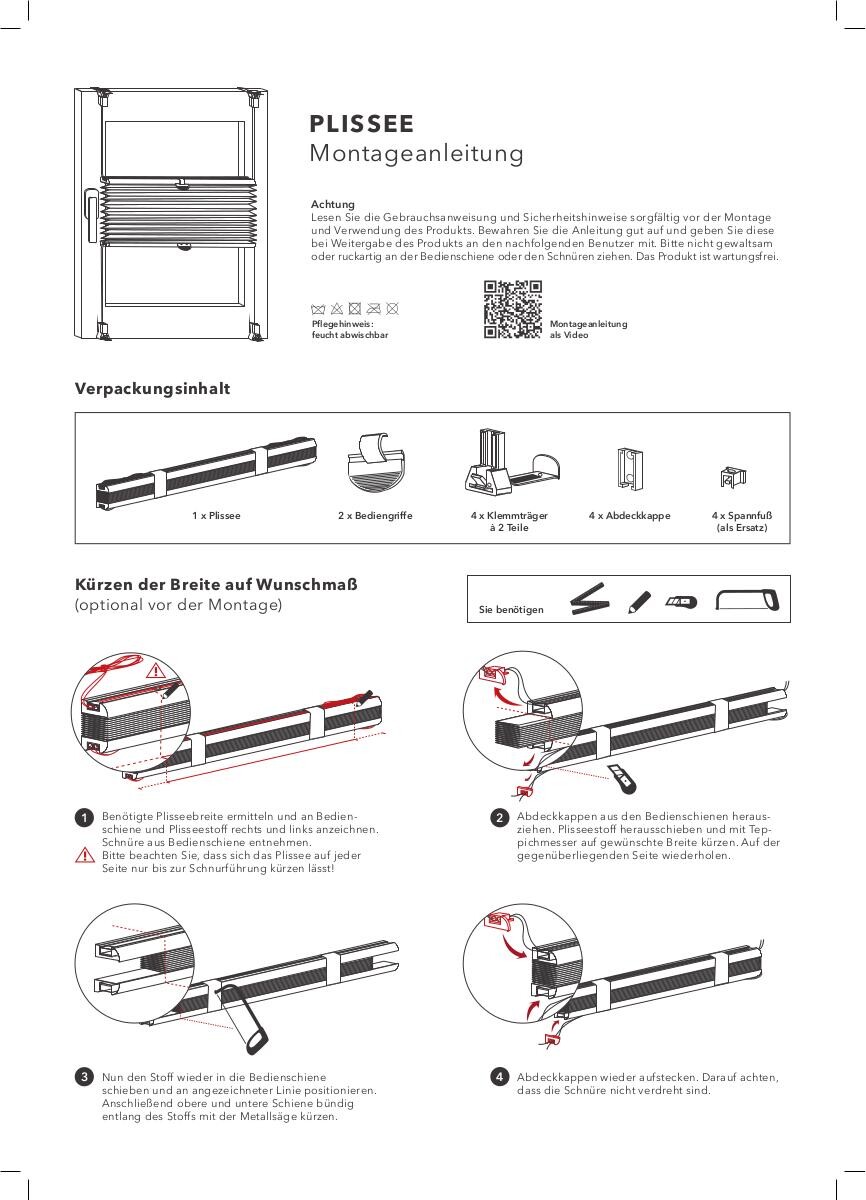 LICHTBLICK Spannplissee hellgrau B/L: ca. 45x130 cm