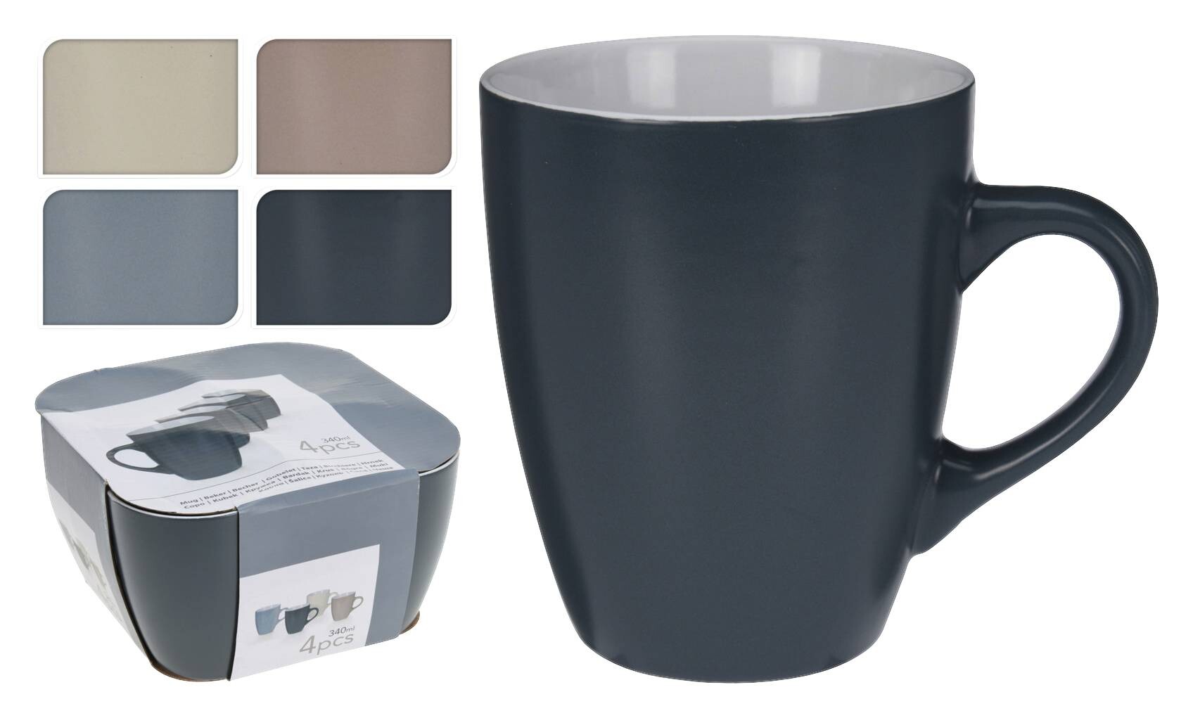 Kaffeebecher 4er Set multicolor Keramik 4 tlg.