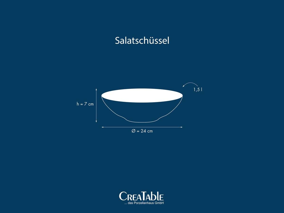 CreaTable Salatschüssel-Set Sea Breeze blau Steinzeug