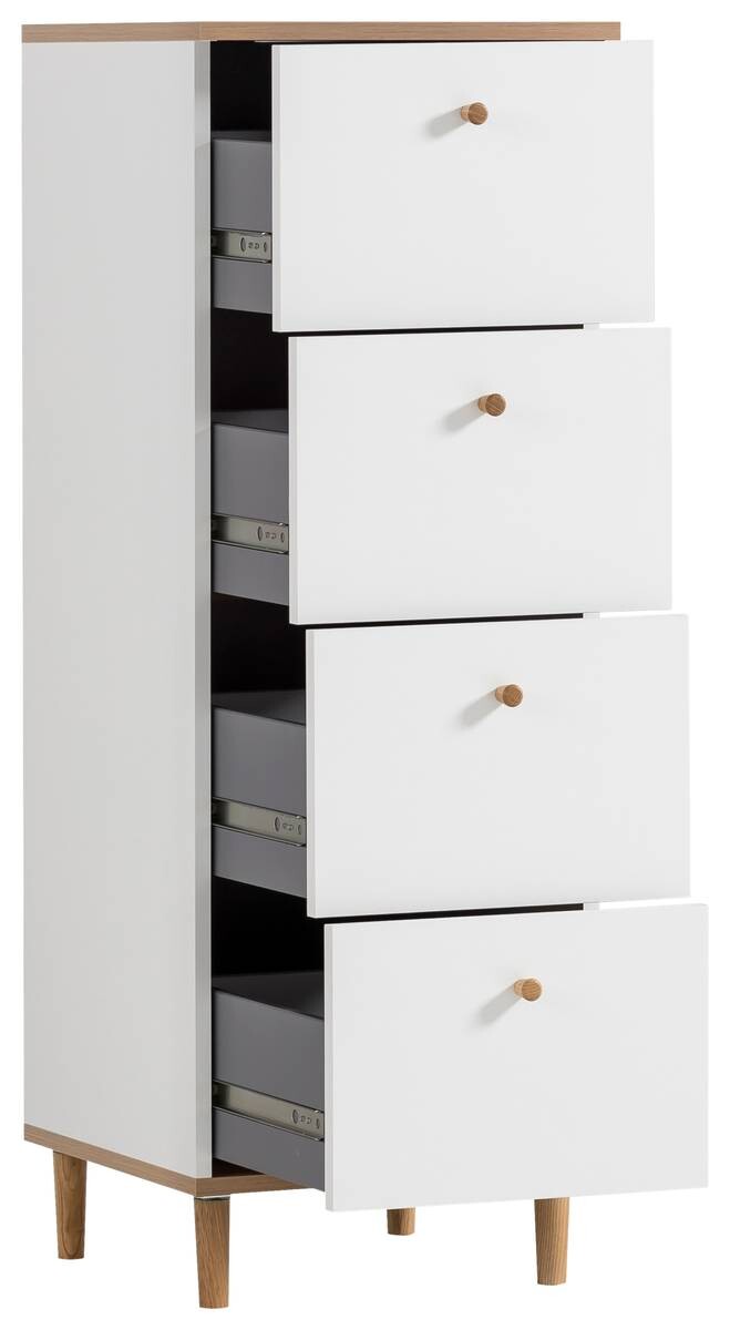 Kommode Hilda weiß matt Eiche Artisan Nachbildung B/H/T: ca. 40,1x116,7x40 cm