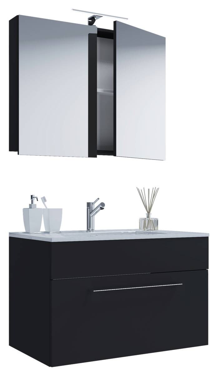 Waschplatz 3tlg-Badinos schwarz B/H/T: ca. 80x50x46 cm