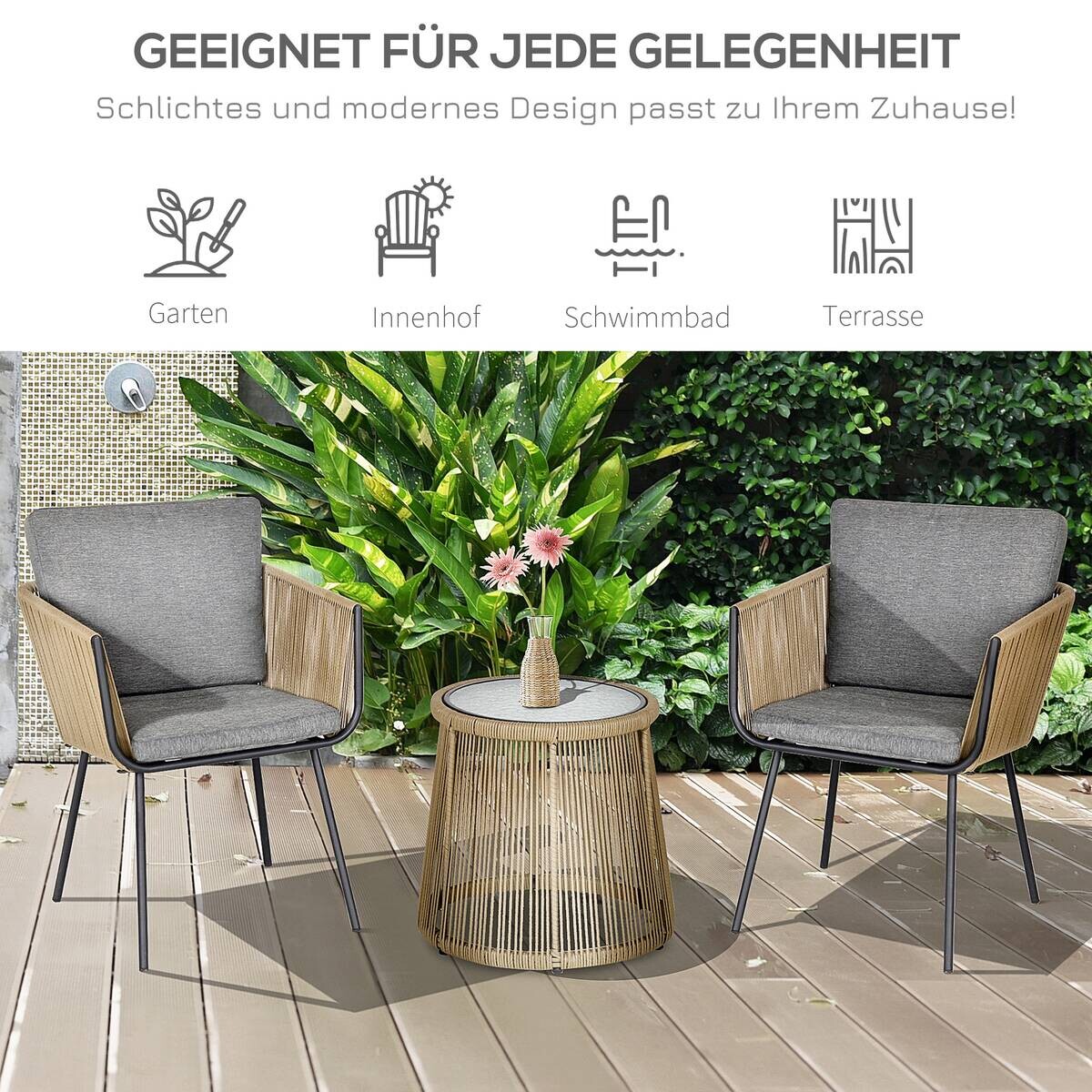 Outsunny Sitzgruppe grau Polyester B/H/L: ca. 60x60x67 cm
