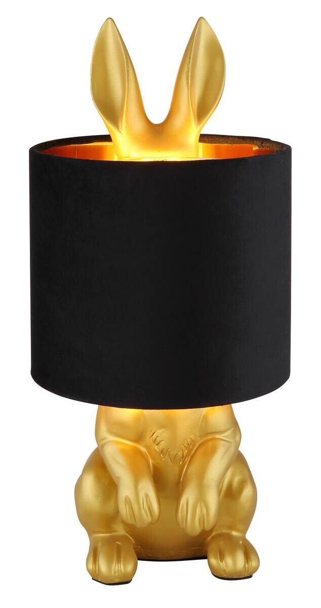 GLOBO Tischleuchte schwarz gold Samt Kunststoff H/D: ca. 41x18 cm E27 1 Brennstellen