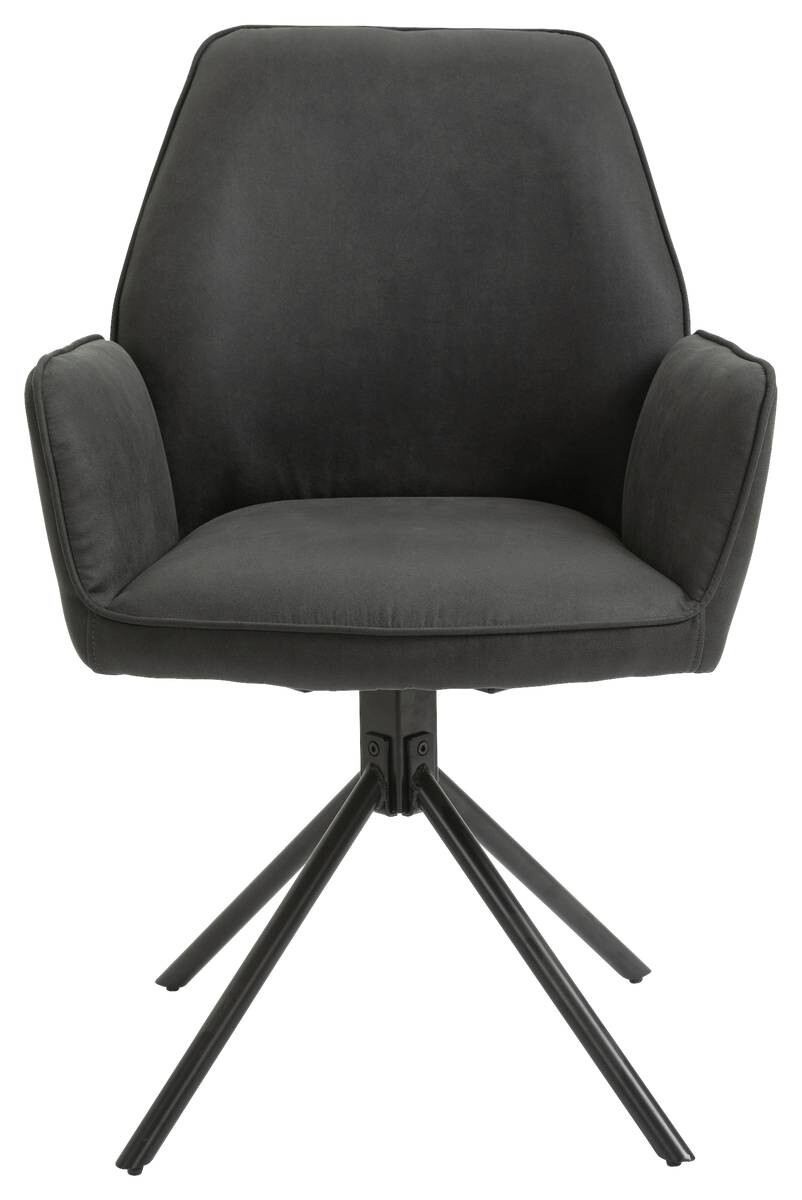 Stuhl BLAIR 2er-Set anthrazit Vintage schwarz Stoff Metall B/H/T: ca. 57x89x61 cm